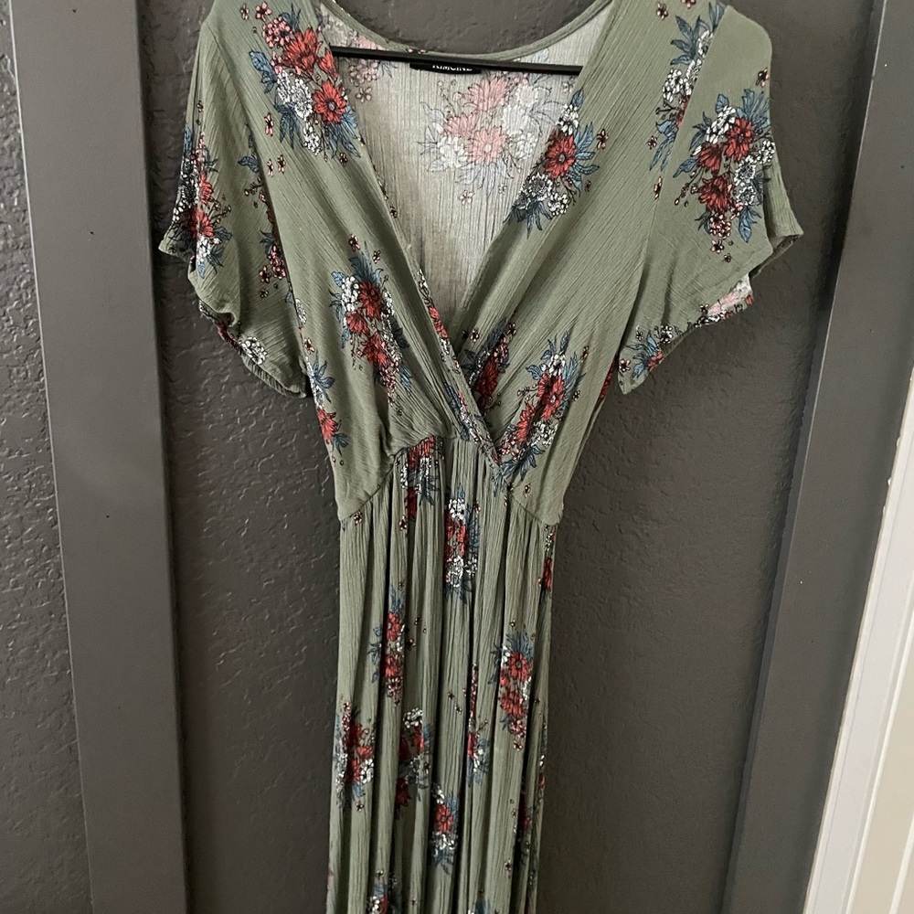 Green floral maxi dress